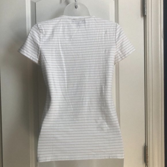 Jones New York Stretch Cotton Gold Stripe Tee - Picture 4 of 8